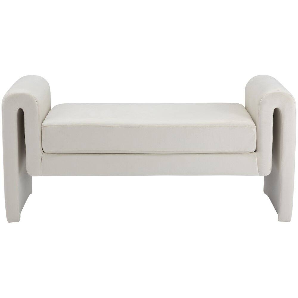 Alt View 2. Meridian Furniture - Sloan Cream Velvet Bench - Beige.