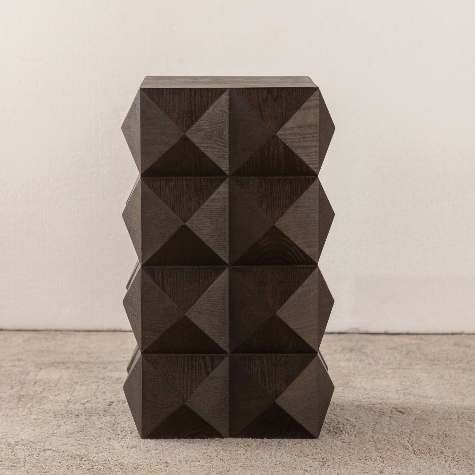 Alt View 7. Ecooso - 23.62"Height Three-dimensional Embossed Pattern Design Retro Side Table Retro Wooden Nightstand - Brown.