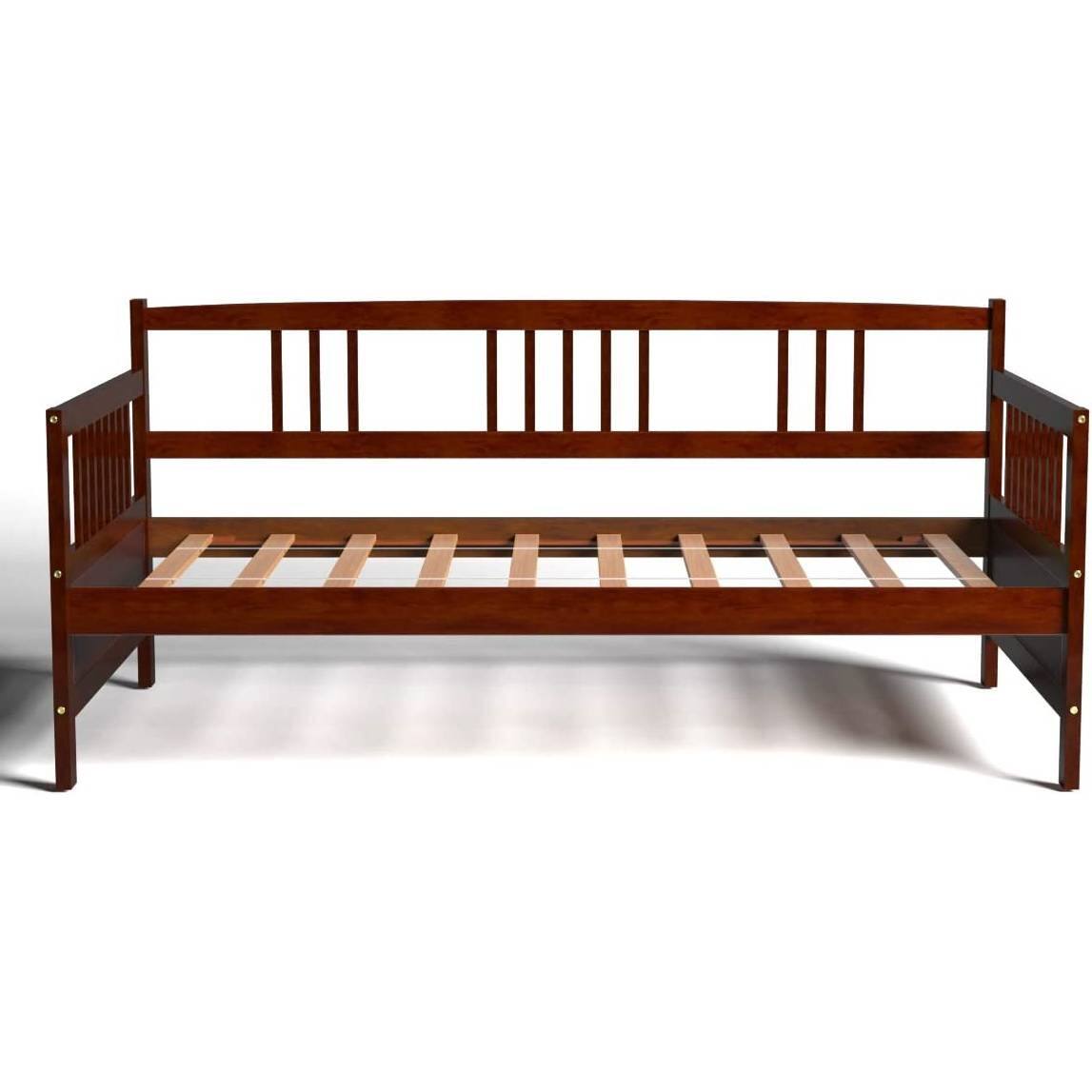 Left. Hivvago - Hivvago Twin size 2-in-1 Wood Daybed Frame Sofa Bed - Cherry.