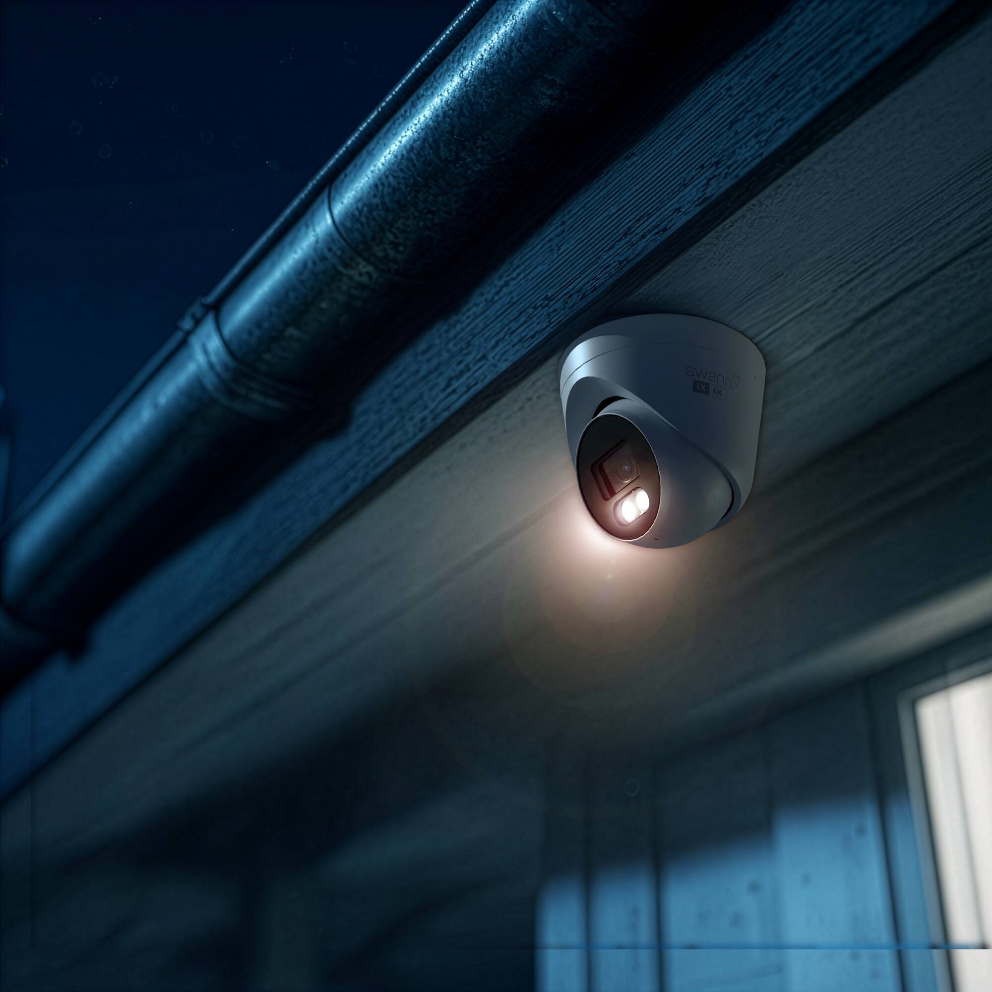 Left. Swann - EliteX™ 6K/12MP NVR Security System with 4 Dome Cameras - White.