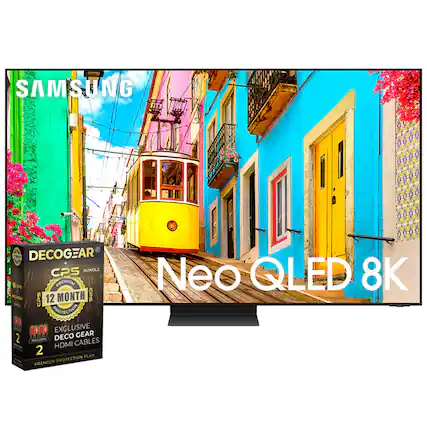 SAMSUNG
Neo QLED 8K
DECOGEAR + CPS BUNDLE PREMIUM
CPS 12 MONTH PROTECTION
EXCLUSIVE DECO GEAR
INCLUDES 2 HDMI CABLES
PREMIUM PROTECTION PLAN