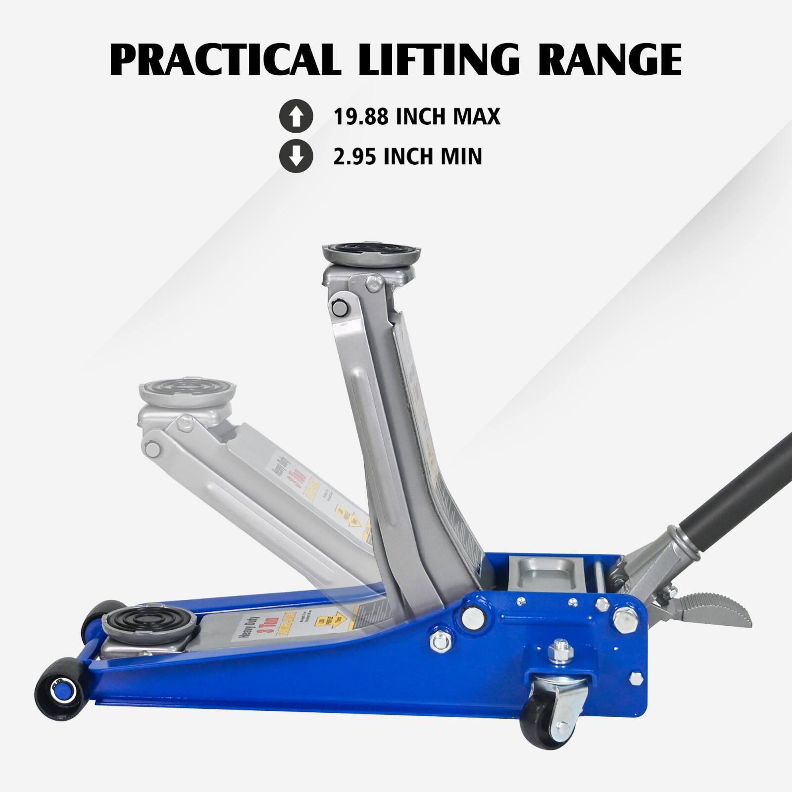 PRACTICAL LIFTING RANGE  
19.88 INCH MAX  
2.95 INCH MIN