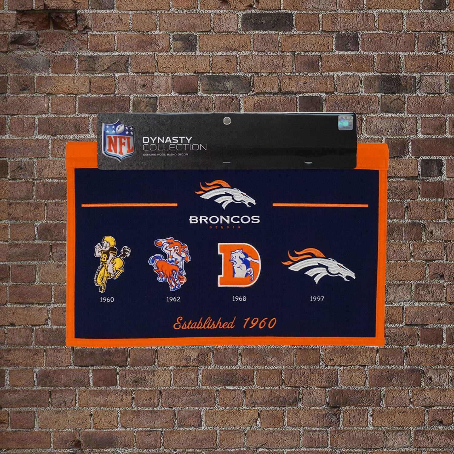 DYNASTY NFL COLLECTION  
GENUINE WORKS, BLIND DECOR  

BRONCOS  
1960  
1962  
1968  
1997  

Established 1960