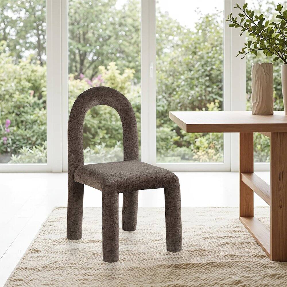 Alt View 1. Meridian Furniture - Amari Brown Chenille Fabric Dining Chair, Set of 2 - Brown.