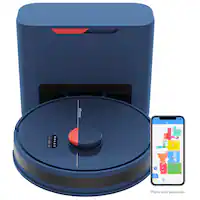 bObsweep - Dustin Self-Empty Robot Vacuum & Mop, with 100-Day Dock, SLAM Navigation, & Activated Charcoal Filtration - Navy - Front_Zoom