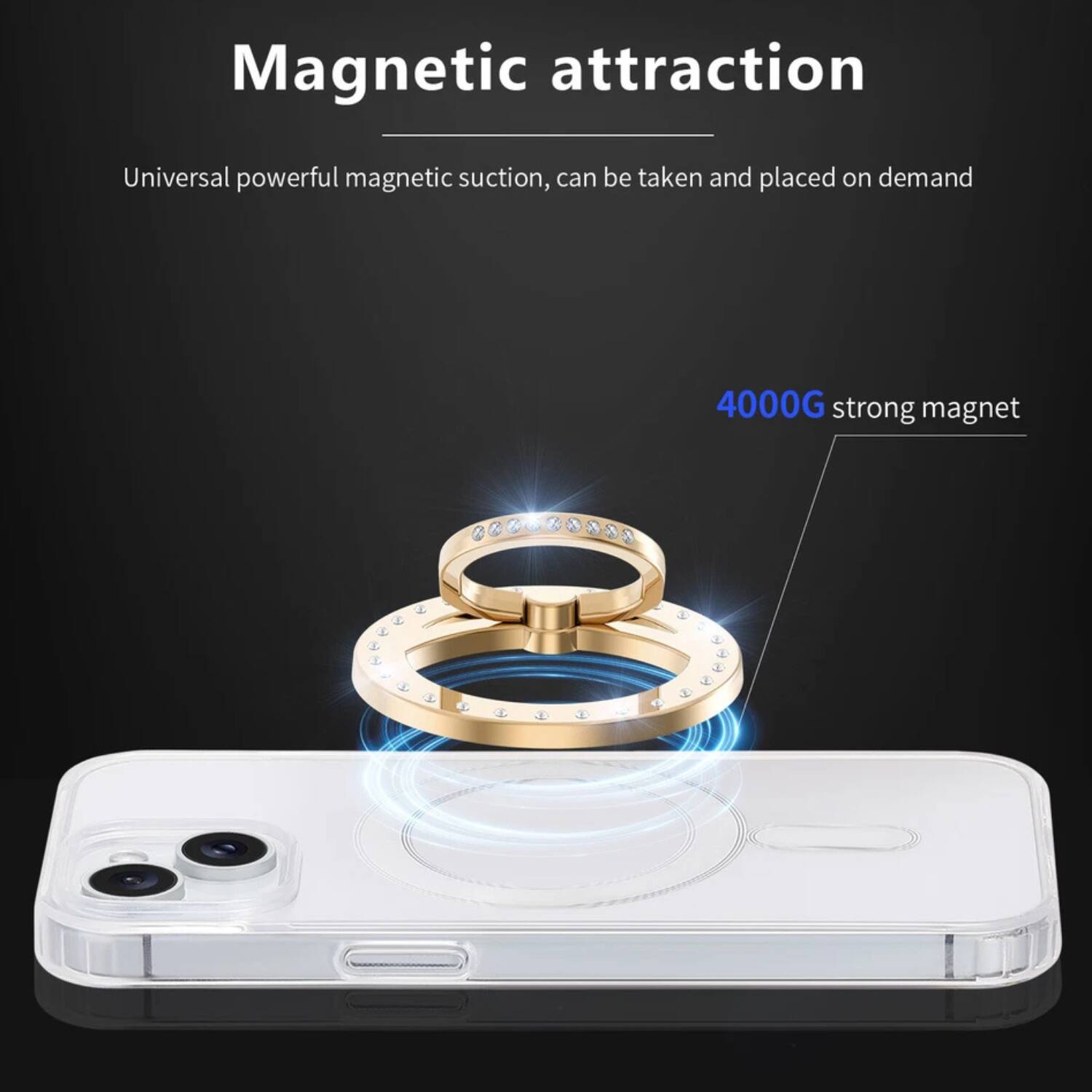 Magnetic attraction

Universal powerful magnetic suction, can be taken and placed on demand

4000G strong magnet