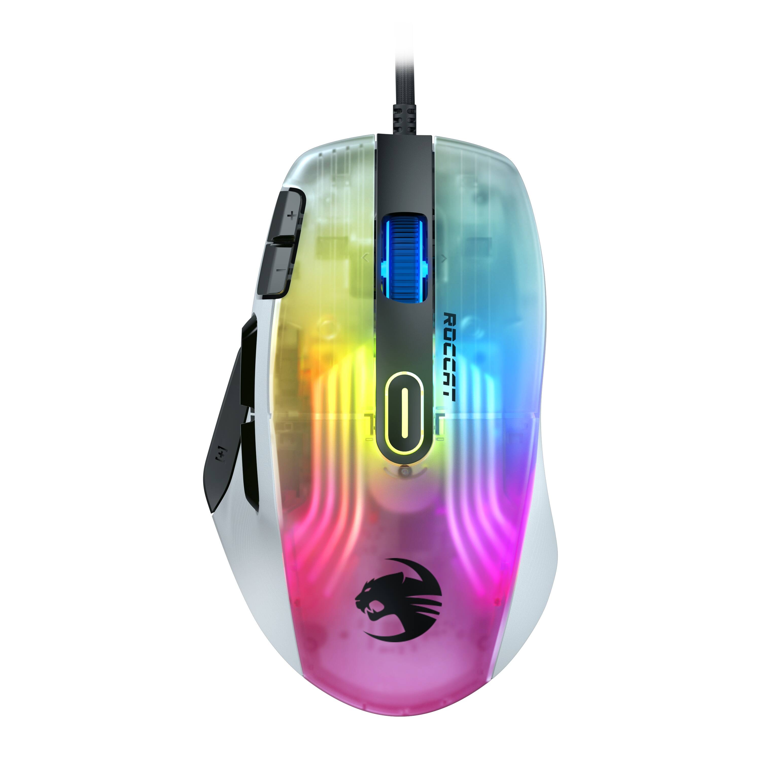 Front. ROCCAT - Kone XP Wired Optical Gaming Ambidextrous Mouse with multi-button design & AIMO RGB lighting - White.