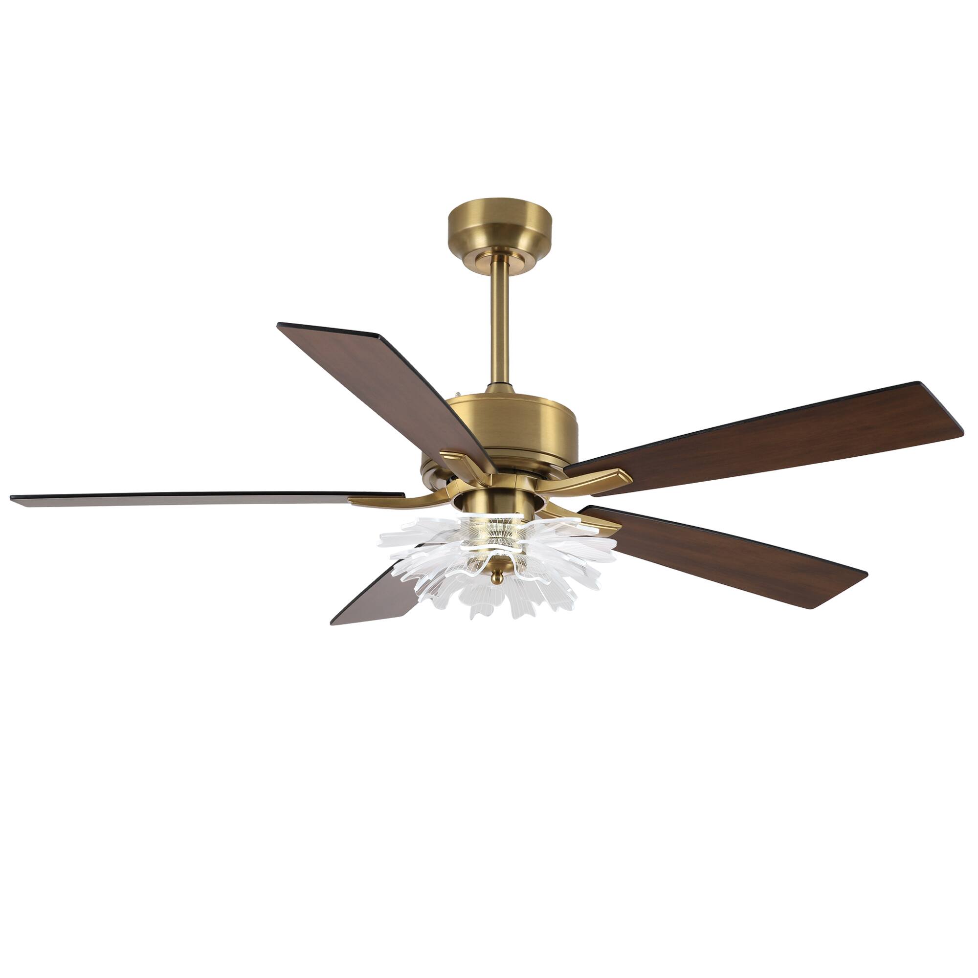Alt View 8. Parrot Uncle - 52" Modern Gold LED Ceiling Fan with Remote and Light Guide Plate Shade Design - Gold.