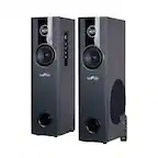 Angle. beFree Sound - 8" Powered 3-Way Floor Speakers (Pair) - Black.
