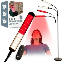 LifePro - Red Light Therapy Lamp Dual Head 216 LEDs with Stand 660nm and 850nm Infrared for Body - Black