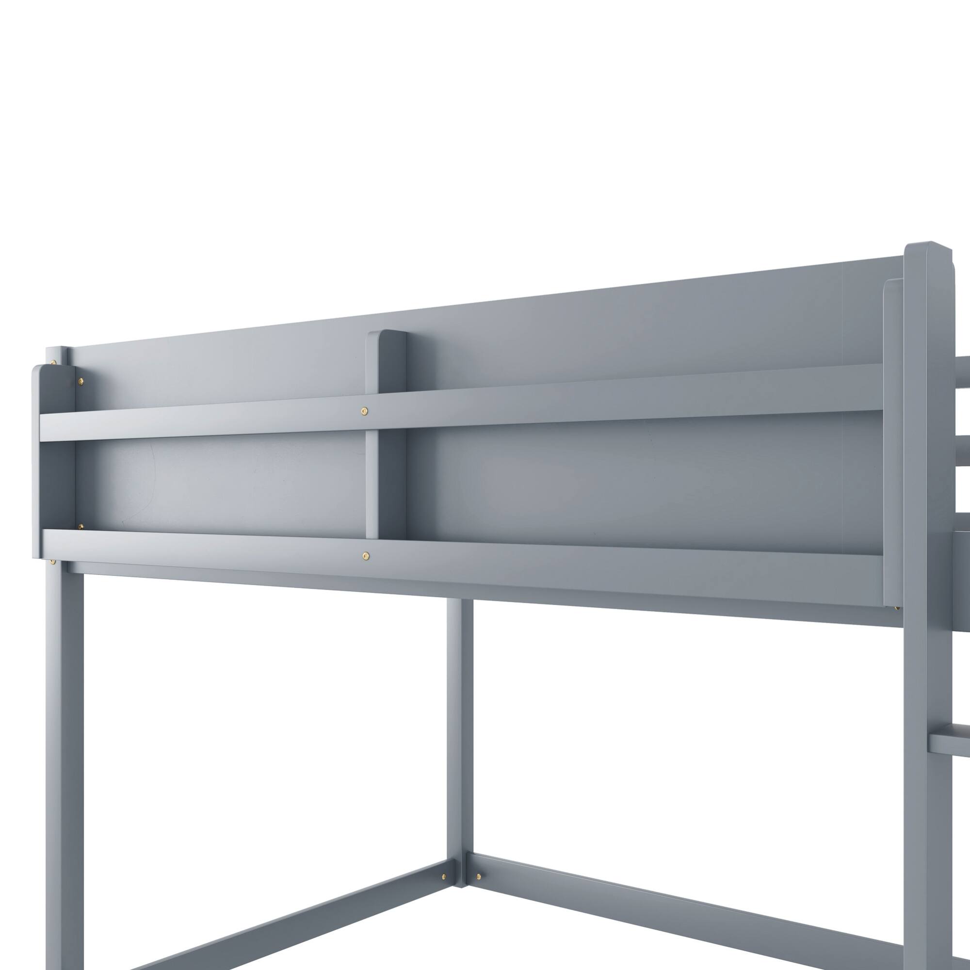 Alt View 2. GOODSILO - Low Twin Over Twin Solid Wood Bunk Bed with Ladder for Kids and Juniors - Grey.