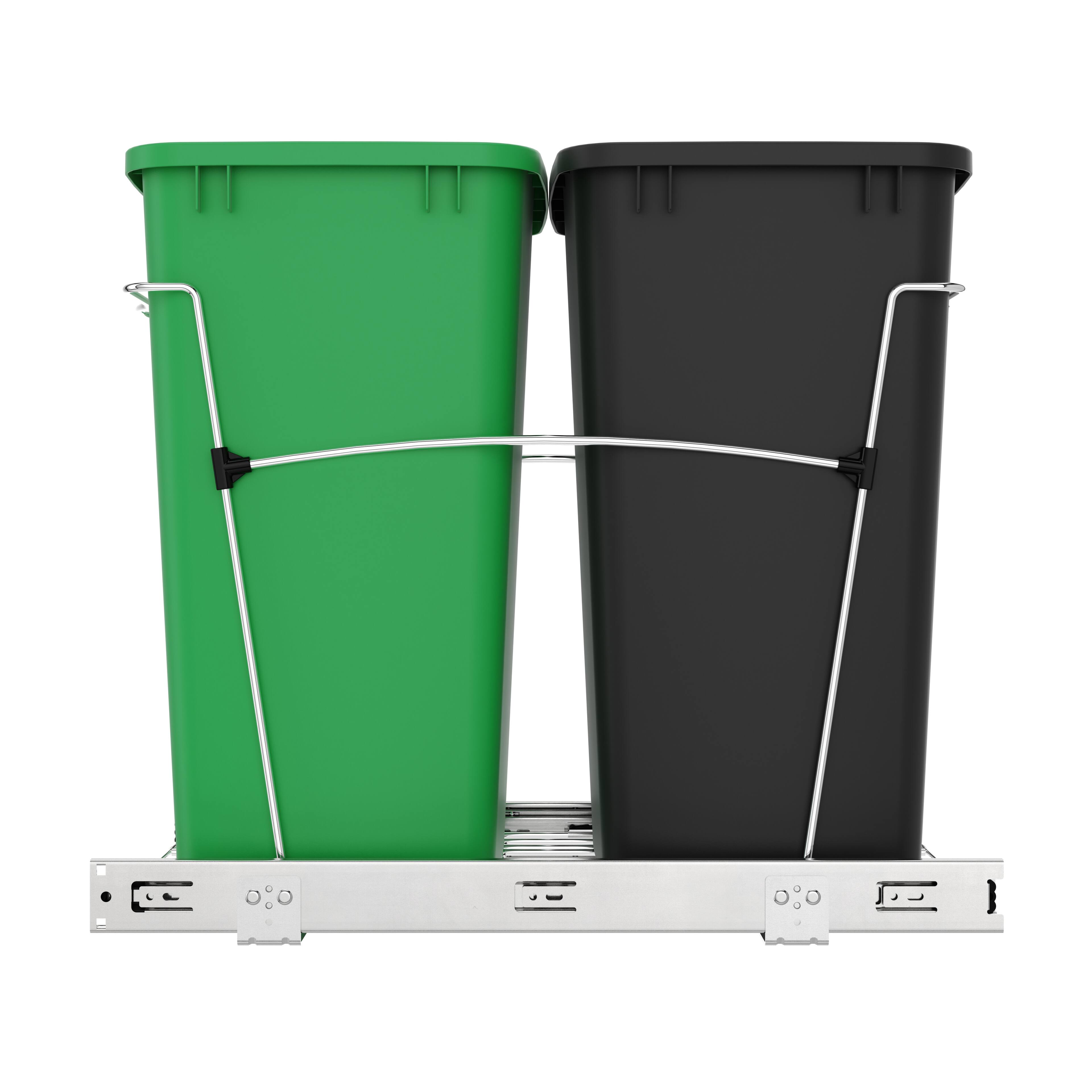 Alt View 8. Rev-A-Shelf - Rev-A-Shelf Double Pullout Trash Can 35 qt. for Kitchen, RV-18KD-1918C-S - Black & Green.