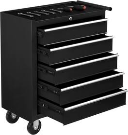 Winado - Lockable 5-Drawer Rolling Tool Chest Tool Organizer Box with Wheels for Garage - Black