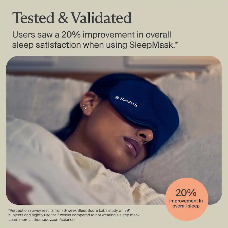 Therabody SleepMask Ultra Comfortable 100% Blackout Eye Mask With ...