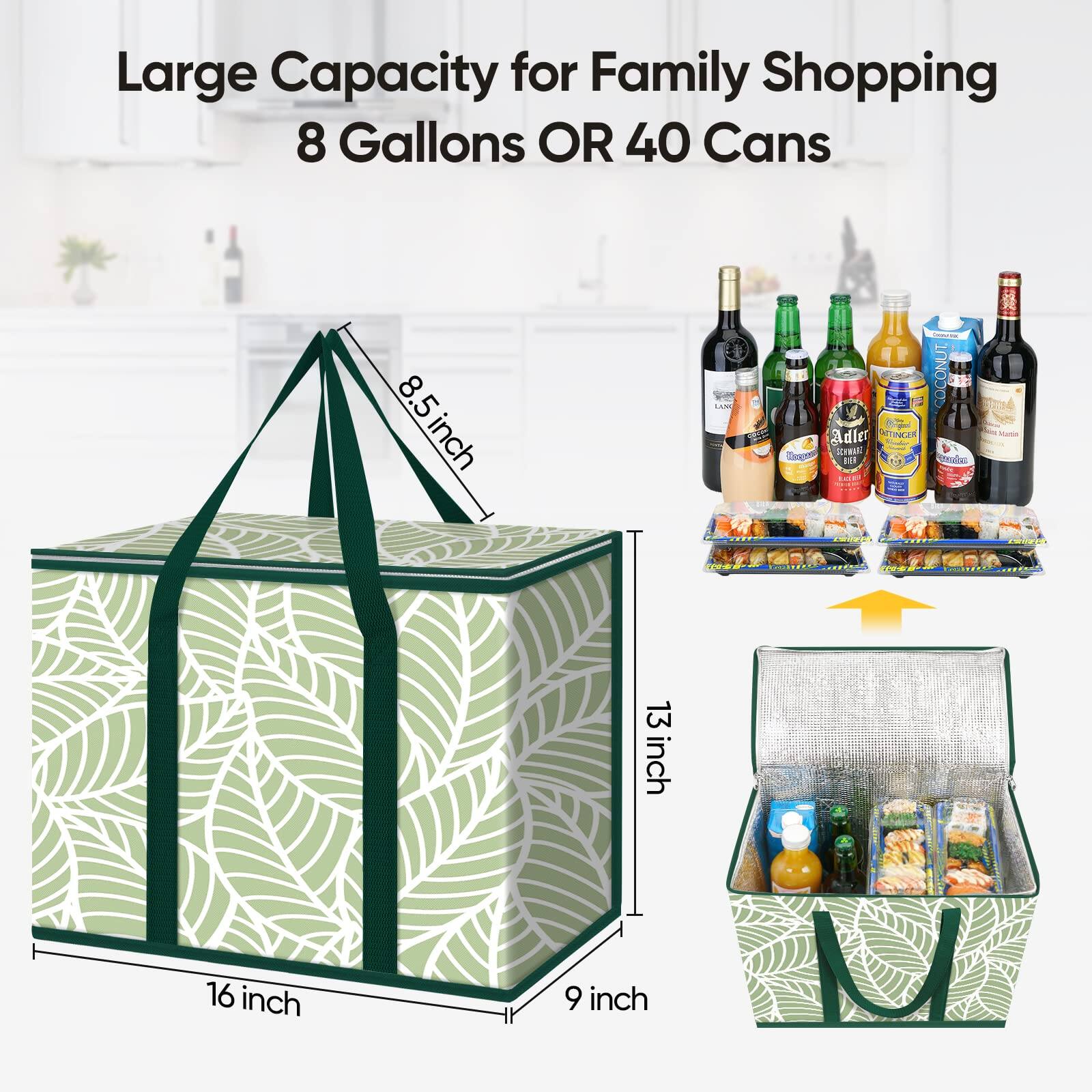 Large Capacity for Family Shopping  
8 Gallons OR 40 Cans  
8.5 inch  
13 inch  
16 inch  
9 inch