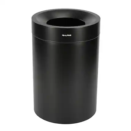 Front. Alpine Industries - 50 Gallon Stainless Steel Commercial Indoor Trash Can - Black.