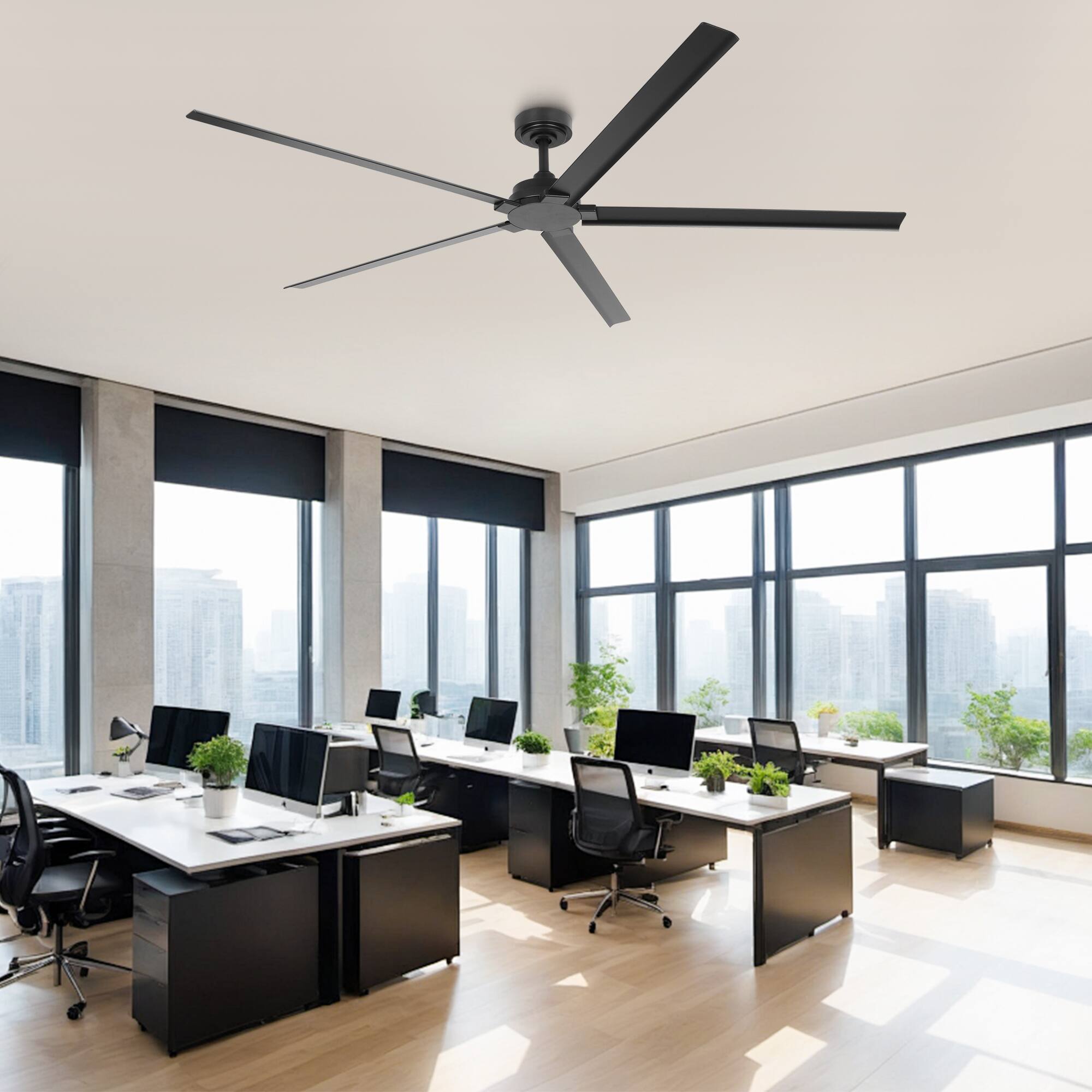 Angle. Parrot Uncle - 72-Inch Wet-Rated Outdoor Aluminum Ceiling Fan with 6-Speed DC Motor & Remote – Ideal for Patios, Gazebos, and More - Black.