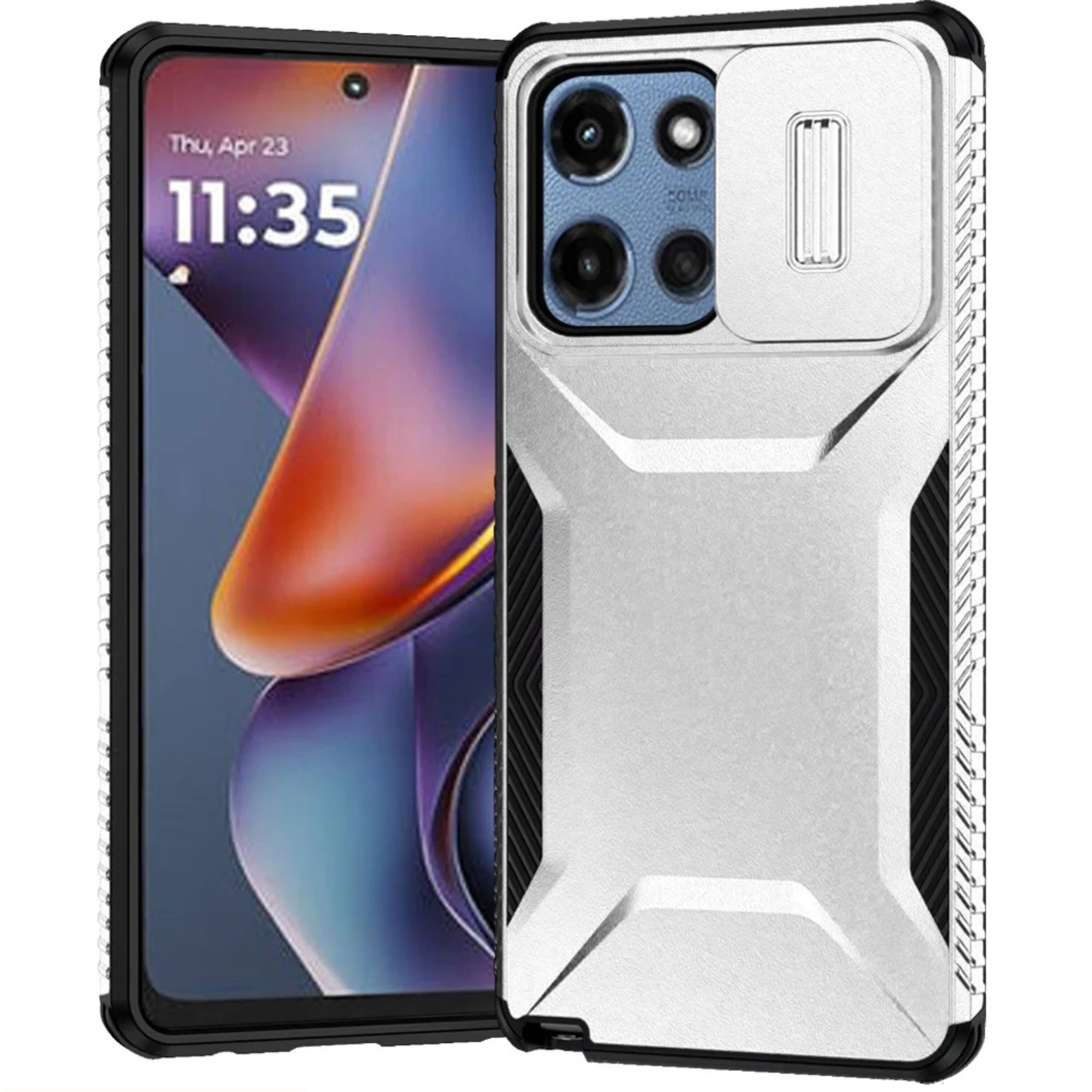 Kitcheniva - Side Grip Rugged Case For Moto G 2025 2026 G Play 2026 With Sliding Camera Cover - Silver price history on PriceWatchPro