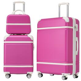 BreeBe - Hardshell Luggage Sets 3 Pieces with TSA Lock, Lightweight ABS, Includes 20' and 24' Suitcases and Cosmetic Case - Pink