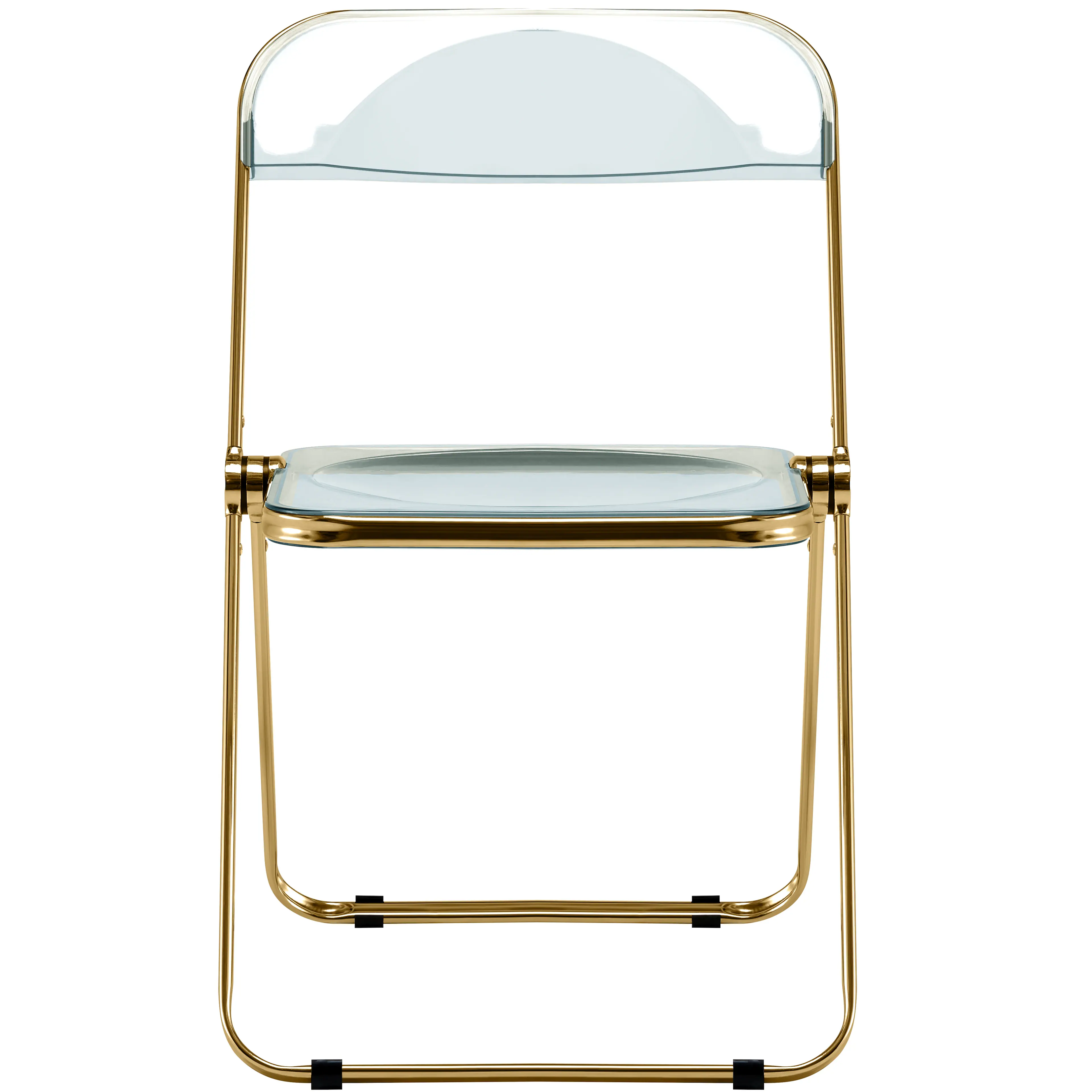 Alt View 1. LeisureMod - Lawrence 2-PCS Clear Accent Chair, Folding Acrylic Design with Gold Chrome Frame, Portable Assembled Seating - Jade Green.