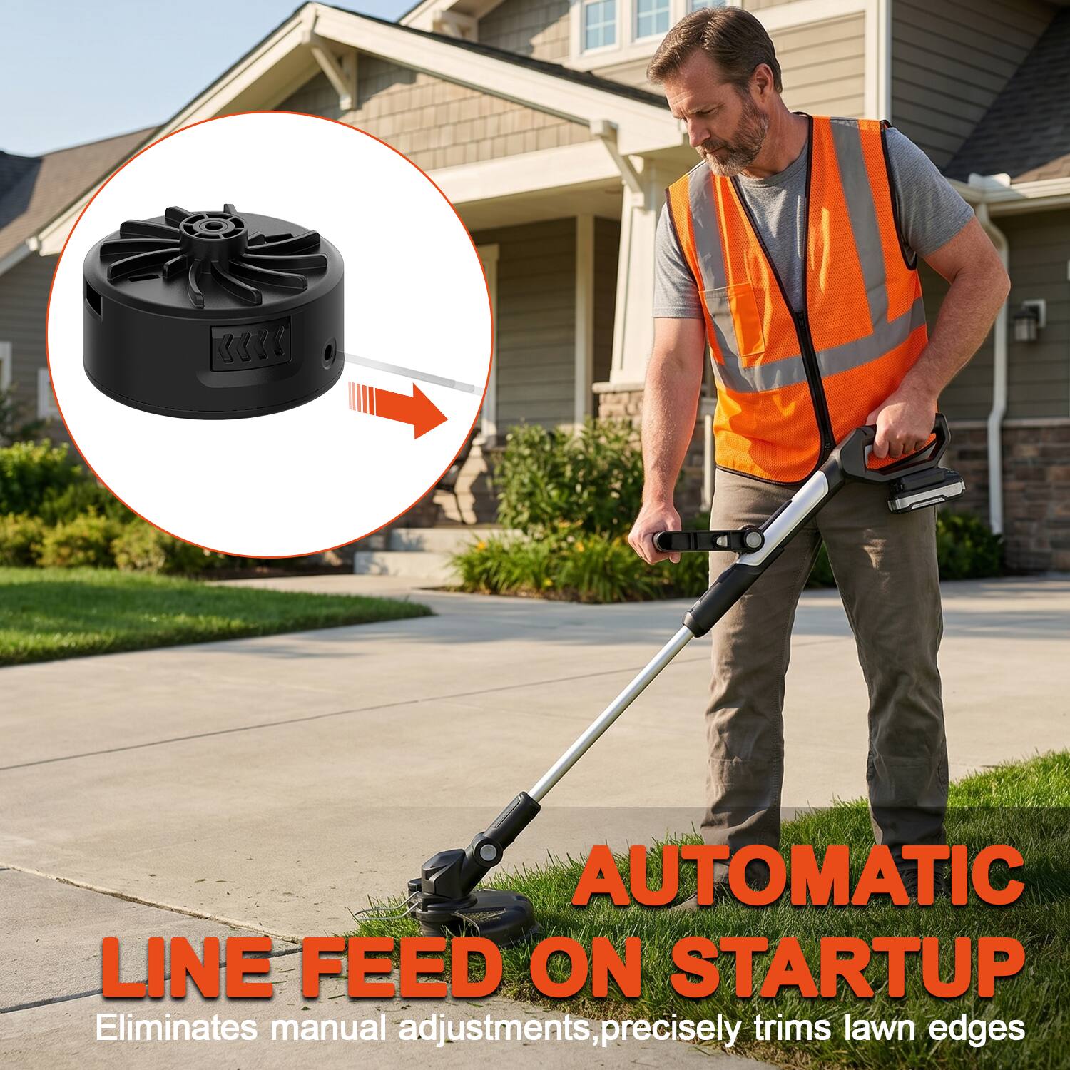 AUTOMATIC LINE FEED ON STARTUP  
Eliminates manual adjustments, precisely trims lawn edges