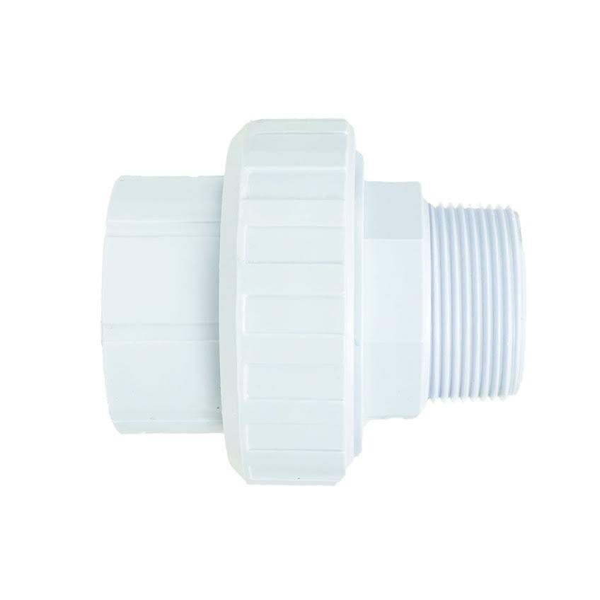 Alt View 2. Swim Central - 3.75" White HydroTools Swimming Pool Standard ABS Female Socket and Male Threaded Union - White.
