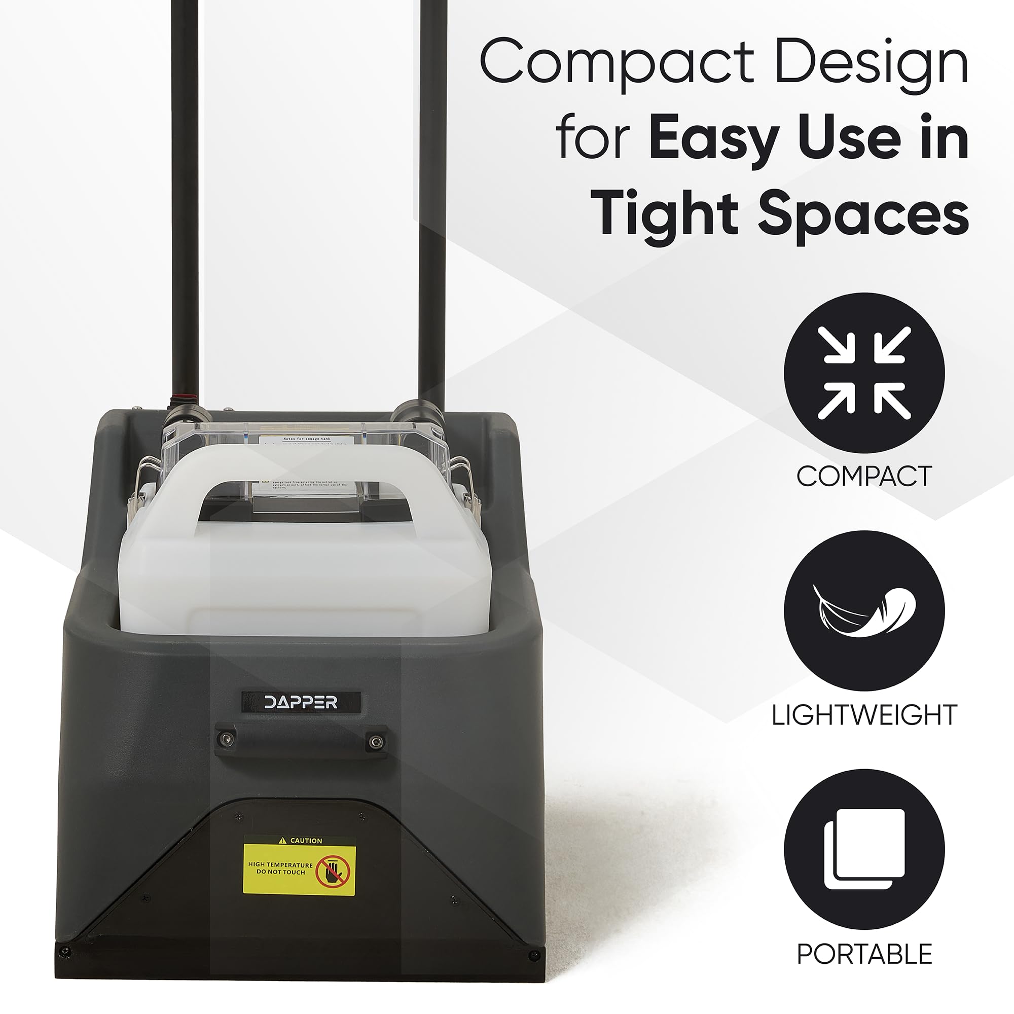 Compact Design for Easy Use in Tight Spaces  
COMPACT  
LIGHTWEIGHT  
PORTABLE  
CAUTION: HIGH TEMPERATURE - DO NOT TOUCH