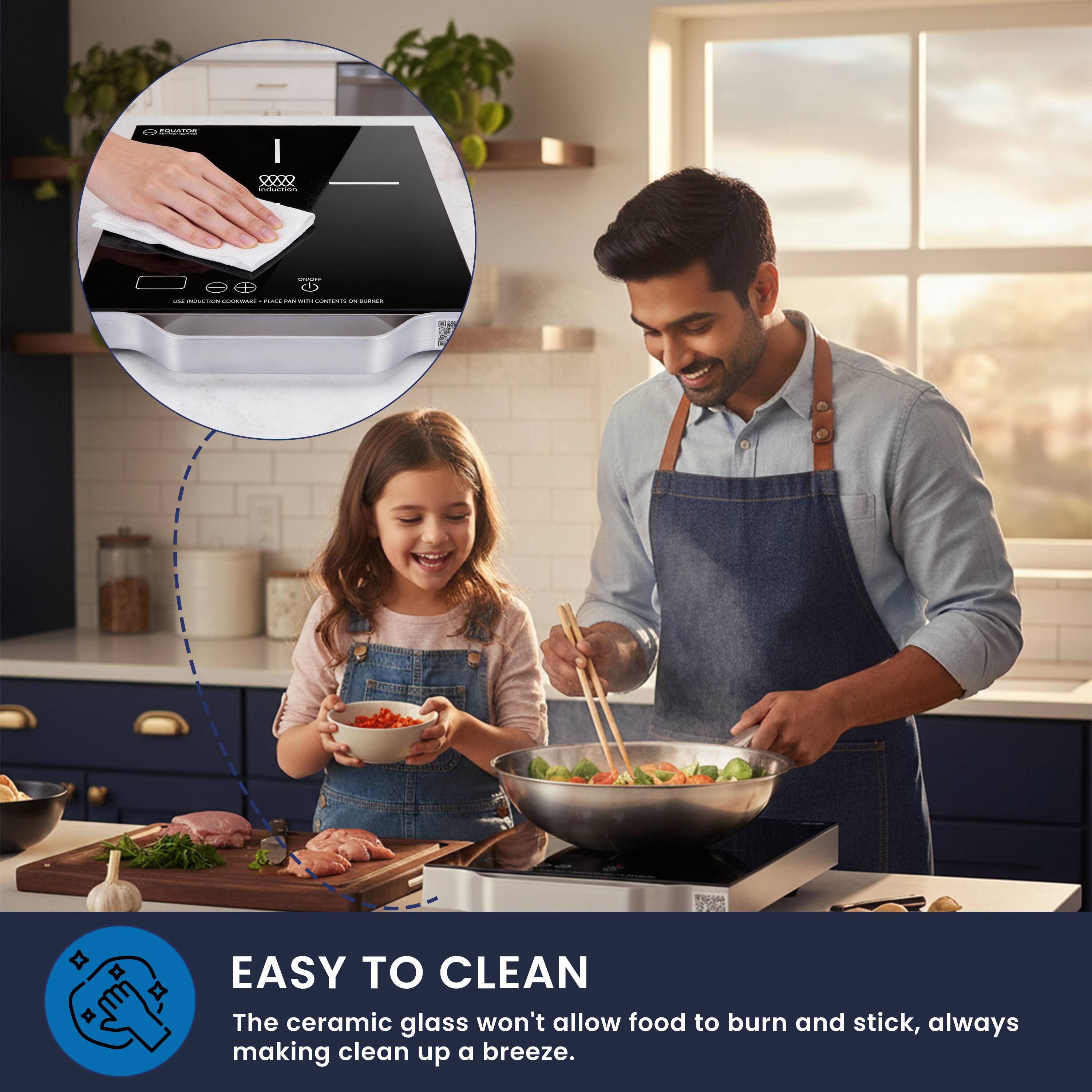 EASY TO CLEAN

The ceramic glass won't allow food to burn and stick, always making clean up a breeze.