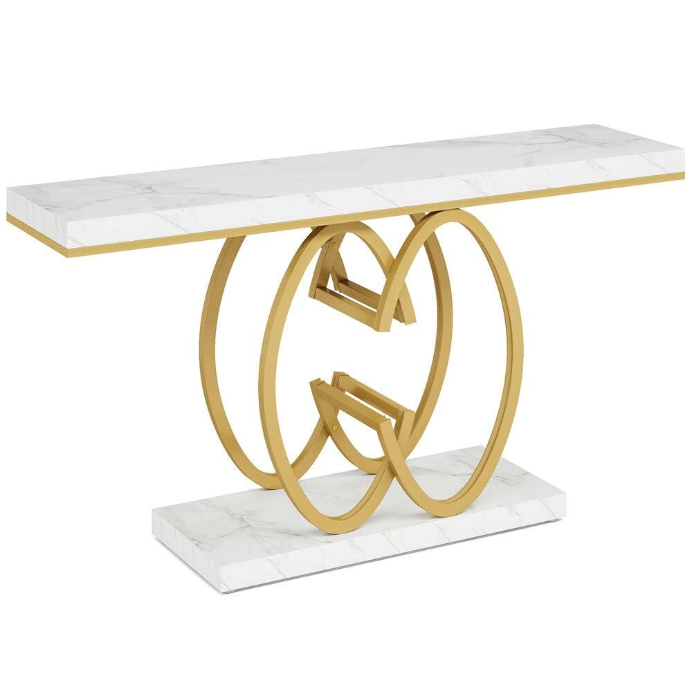 Left. Kadyn - Entryway Table, Console Sofa Table,55" Narrow Console Table, Modern Sofa Accent Table for Hallway - White.