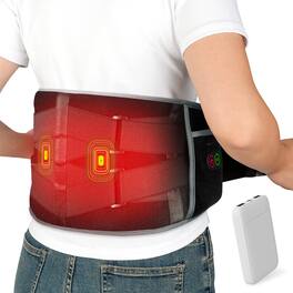Live At Space - Cordless Heating Pad for Lower Back Pain, 3 Heat 3 Vibration, 58" Belt, Rechargeable - 642146668951