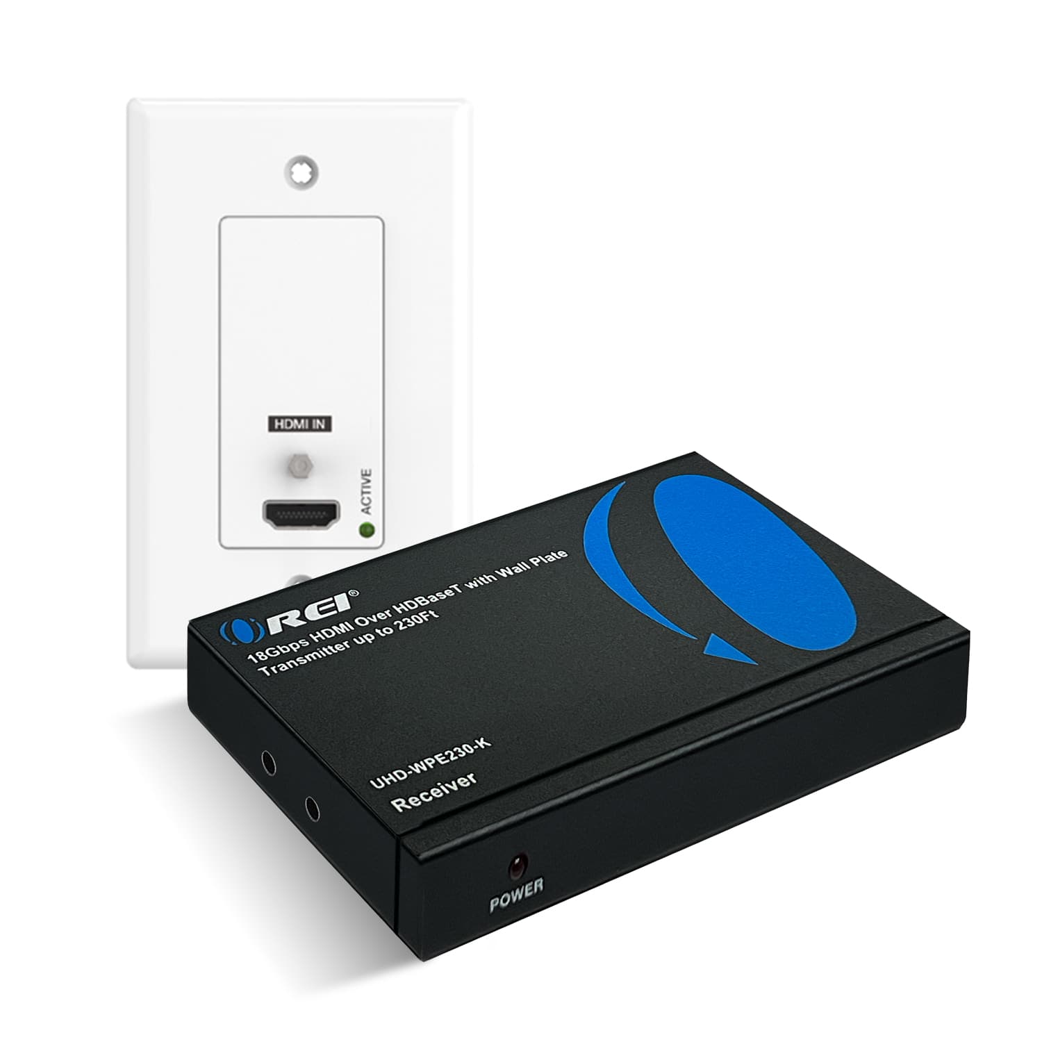 Orei - 4K HDBaseT HDMI™ Extender with Wall Plate (TX) - 230ft (cat6)-UHD-WPE230-K - Black