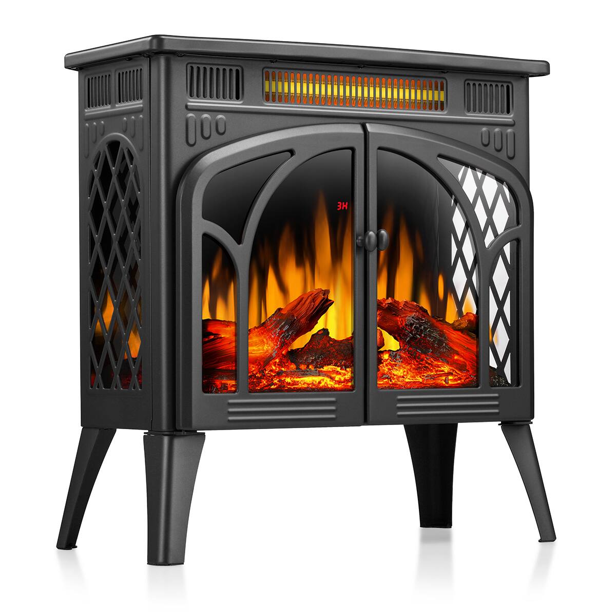 Alt View 1. Bestier - Electric Fireplace Heater 24.25" with Remote, Adjustable Brightness and Heating Mode, Flame Effects & Log Colors, Black - Black.
