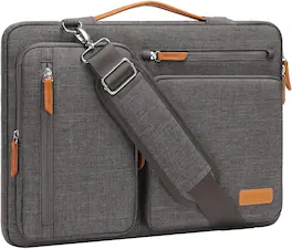 mosiso - 360 Protective Laptop Shoulder Bag 15 inch Computer Messenger Bags for MacBook Air 15 M5 M4 M3 M2/Pro 15/Dell XPS Plus - Taupe Gray