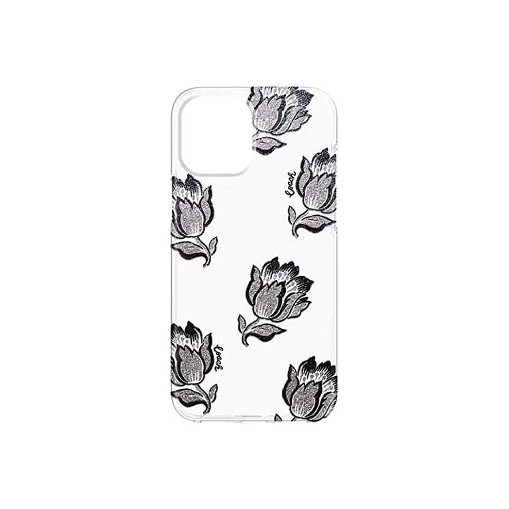 Coach - NEW iPhone 12 mini PROTECTIVE CASE CLEAR WITH BLACK / SILVER FLOWERS - Desert Tulip