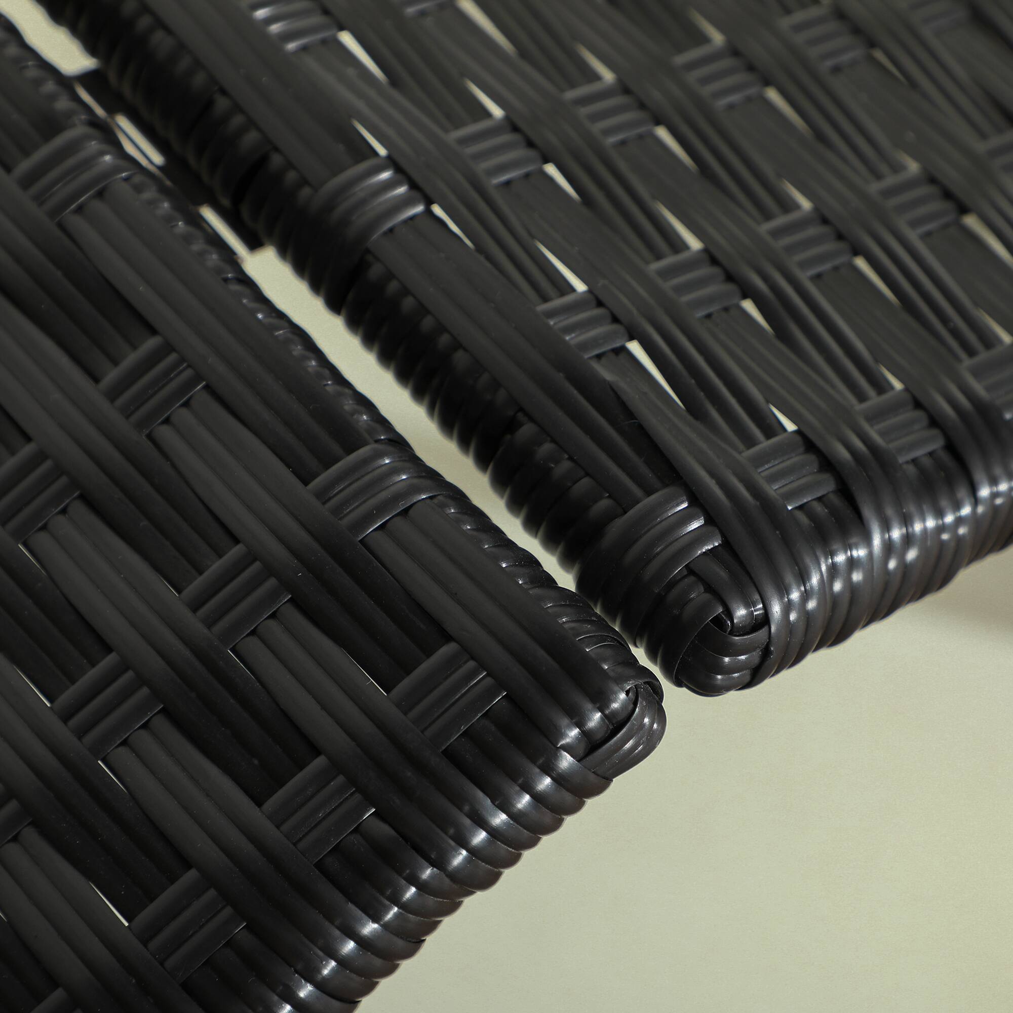 Alt View 5. Pawhut - Wicker Dog House Outdoor, Canopy, Rattan Bed, Water-resistant Cushion, 66 lbs, 19.75", Black Wicker, White Cushion - Cream White.