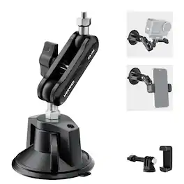 Neewer - Suction Cup Car Mount for Phone & Action Camera - 360° Magic Arm for Windshield POV Video