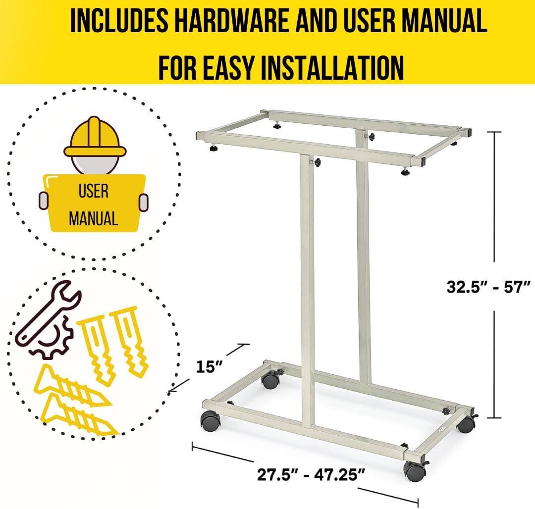 INCLUDES HARDWARE AND USER MANUAL FOR EASY INSTALLATION, USER MANUAL, 15", 32.5" - 57", 27.5" - 47.25"