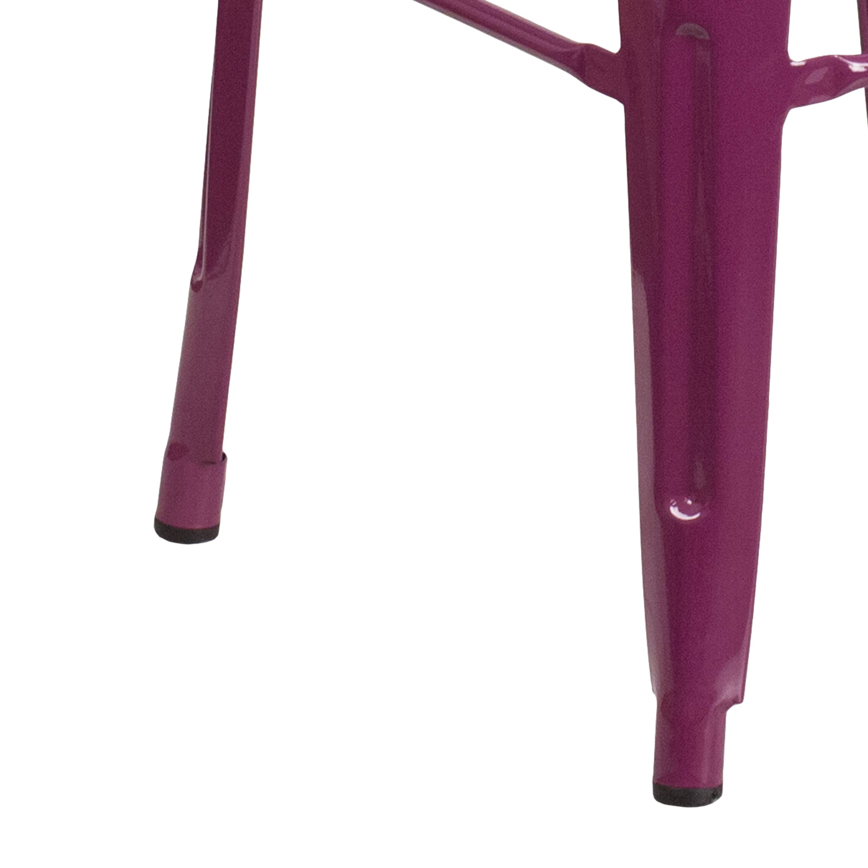Alt View 5. Emma + Oliver - Commercial Grade 30"H Backless Metal Indoor-Outdoor Barstool with Square Seat - Purple.