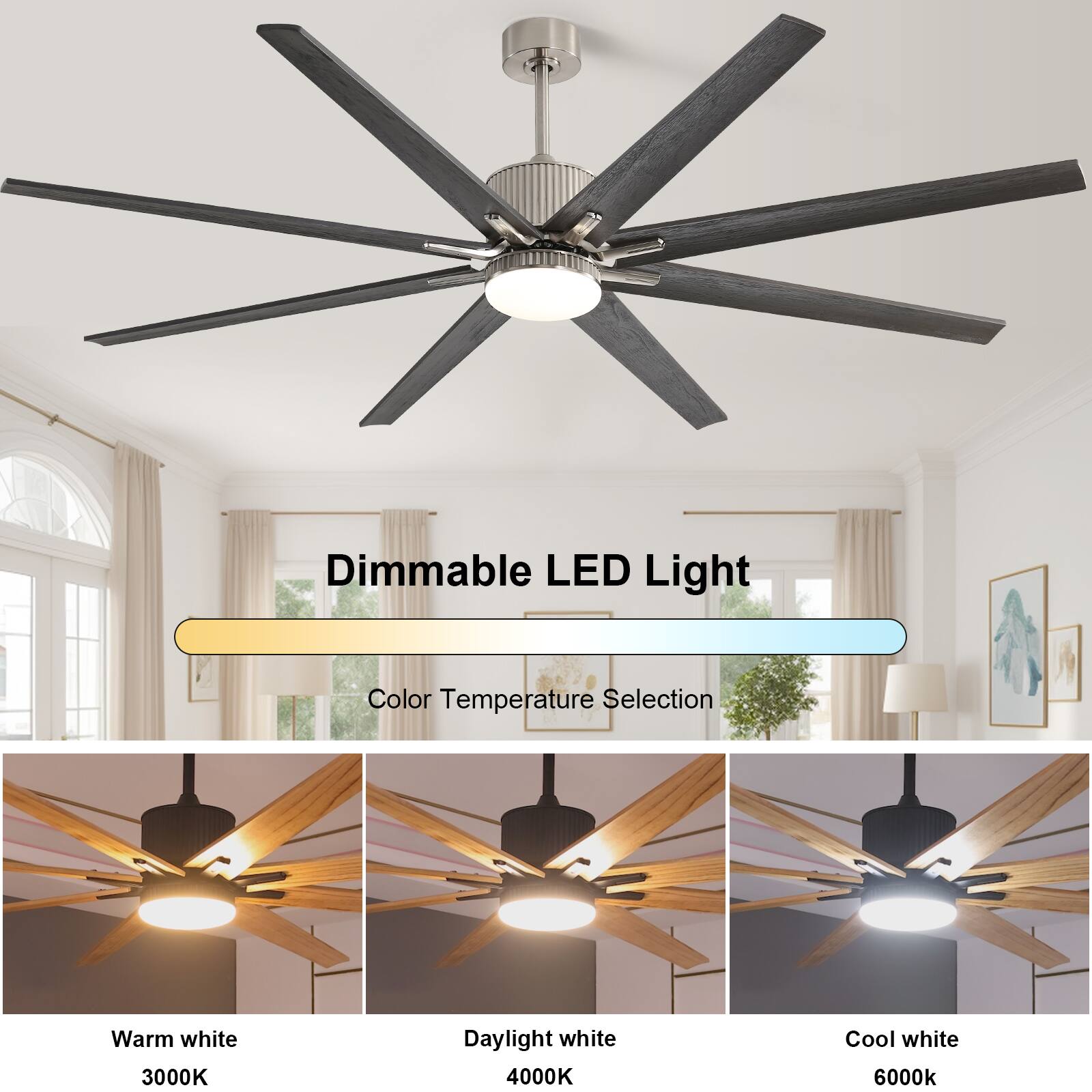 Dimmable LED Light  
Color Temperature Selection  
Warm white 3000K  
Daylight white 4000K  
Cool white 6000K