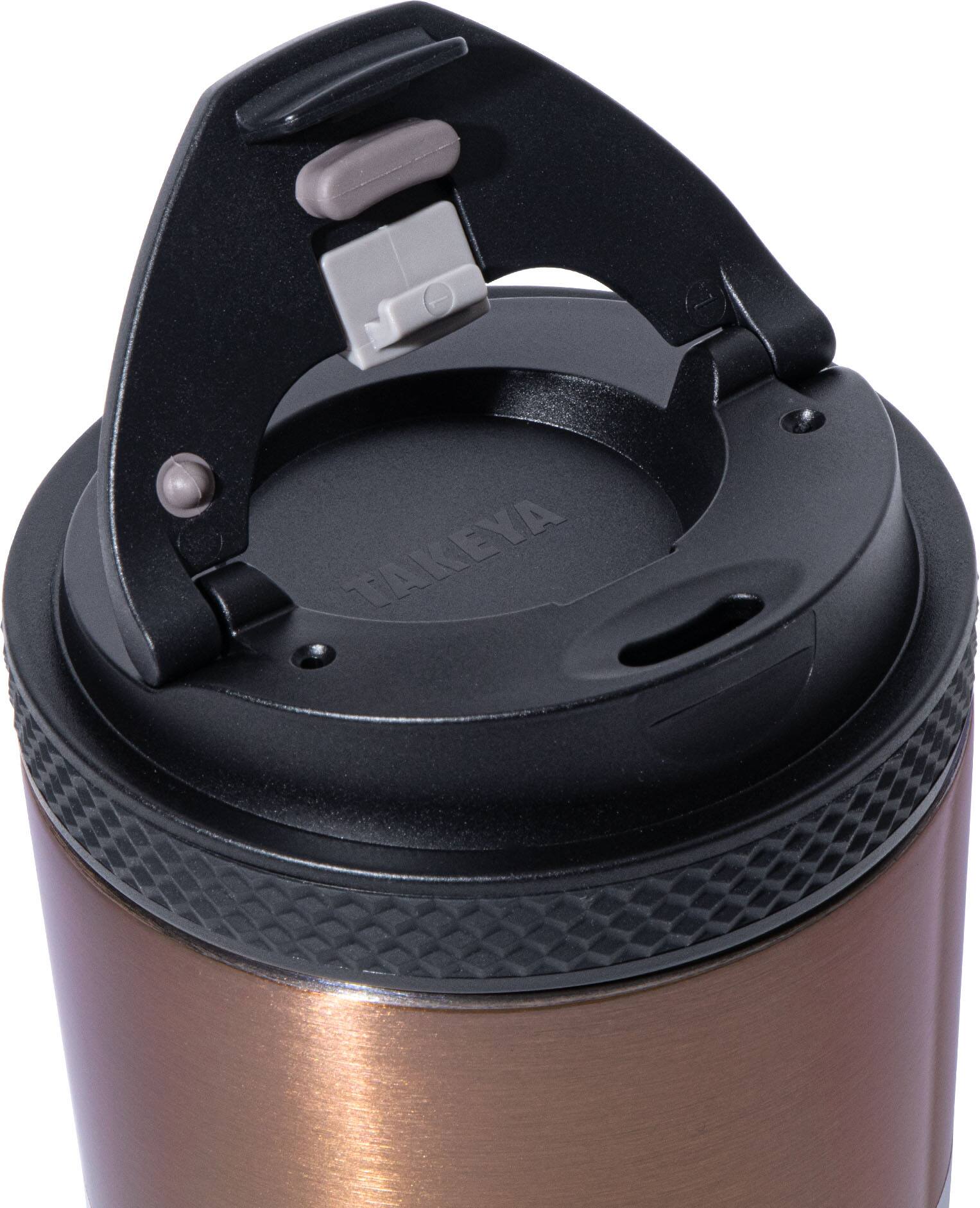 Left. Takeya - 12-oz. Leakproof Coffee Tumbler - Charcoal.