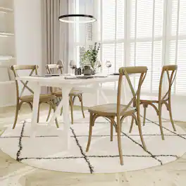 Emma + Oliver - Hensler Set of 2 Weather-Resistant Wood Look Stackable Resin Cross Back Chairs for Indoor/Outdoor Use - Chestnut