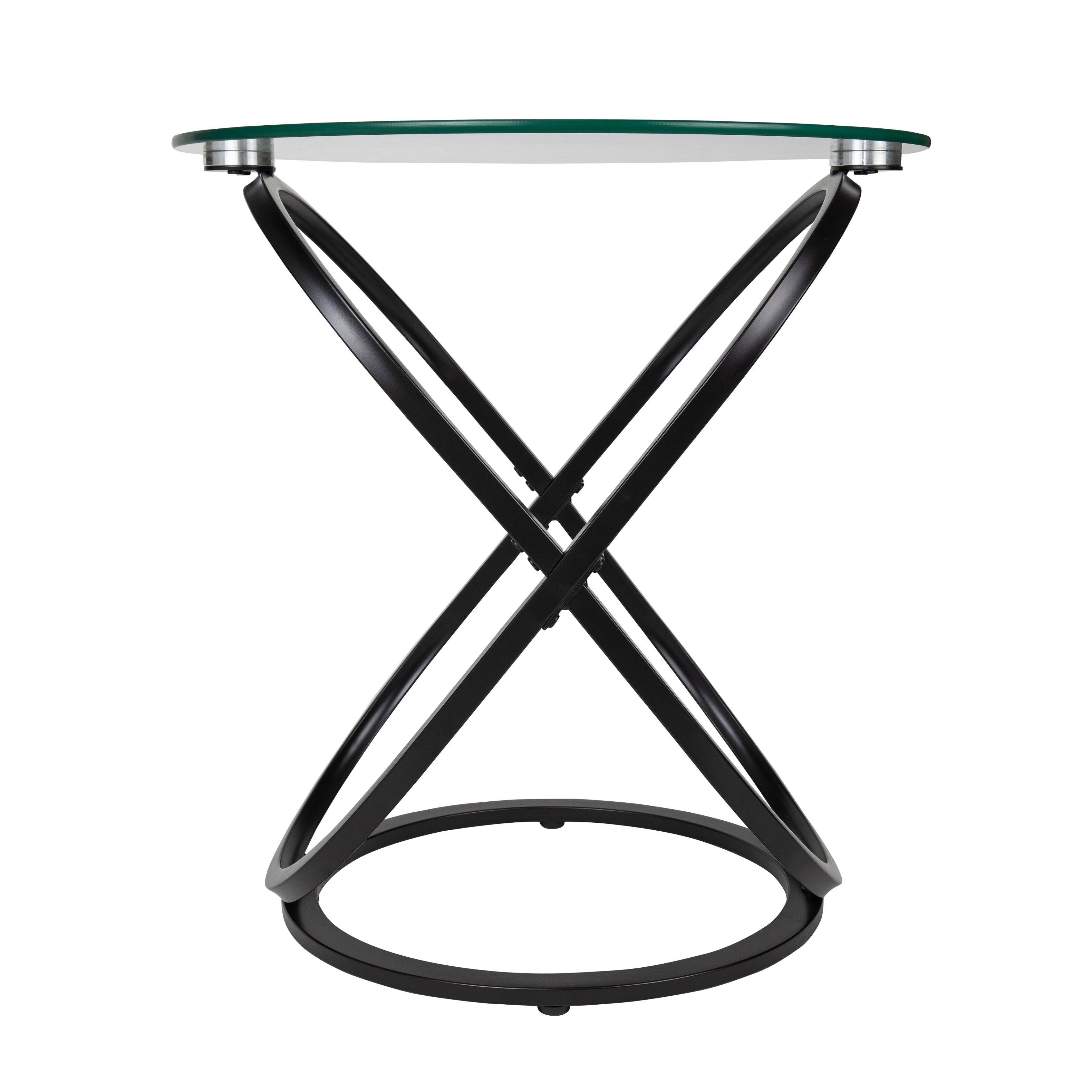 Alt View 5. Danya B - Danya B. Galaxy Black and Tempered Glass Round End Table - Black.