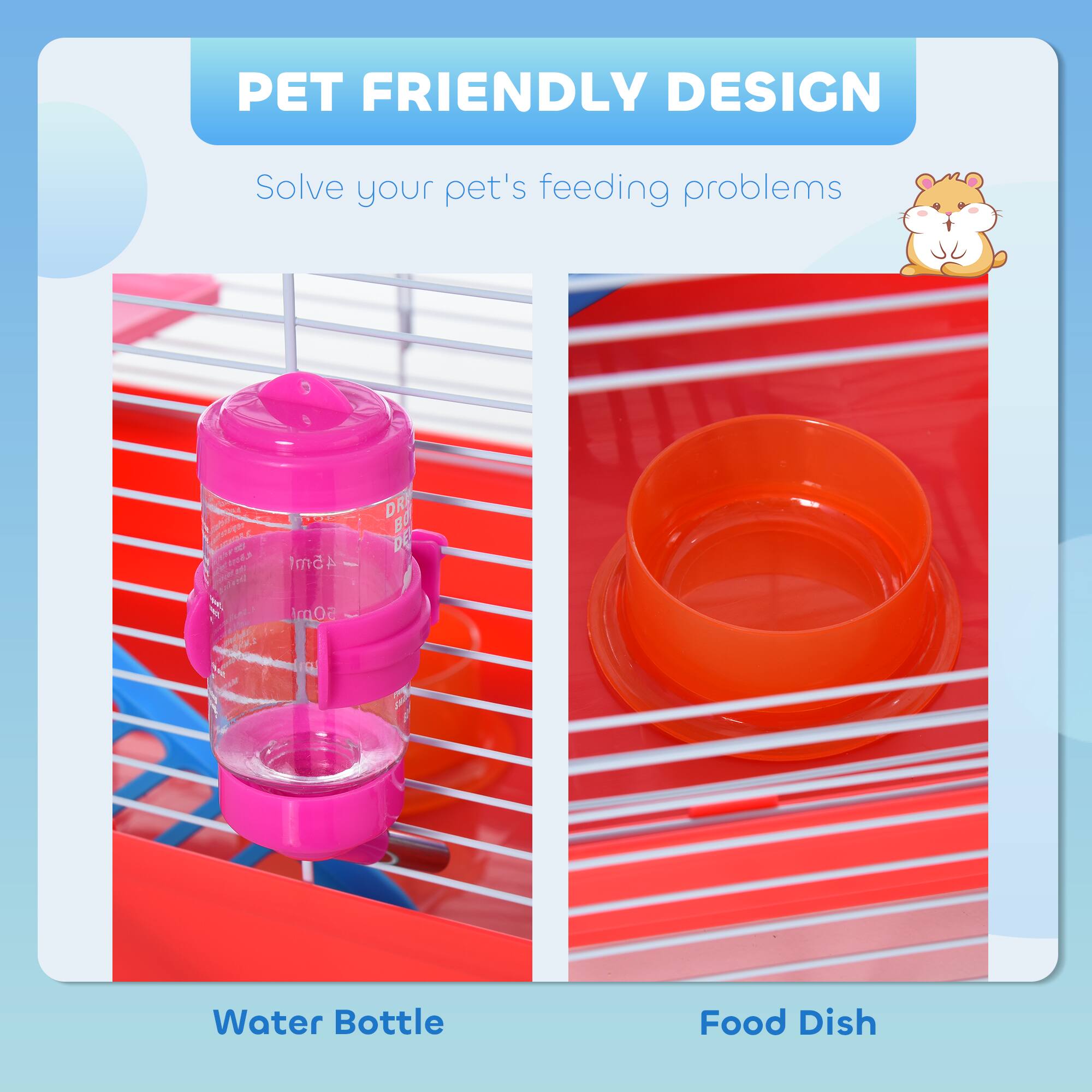 PET FRIENDLY DESIGN  
Solve your pet's feeding problems  

Water Bottle  
Food Dish