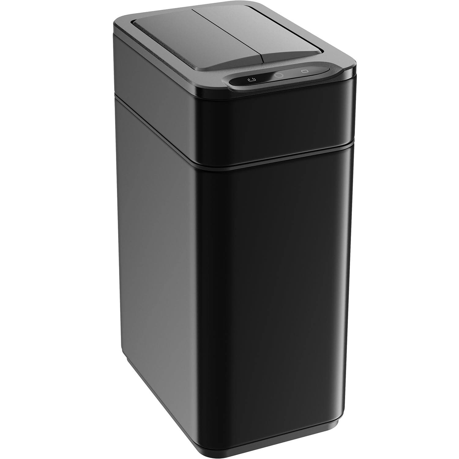 hOmeLabs - Durable 2.4 Gallon Sensor Trash Can, Retractable Butterfly Lid, Battery-Powered - Matte Black