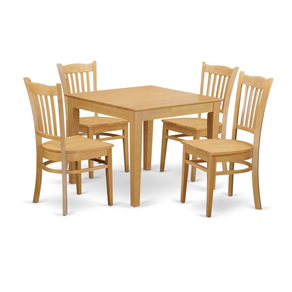 Alt View 1. FurniFact - Brown Solid Wood 5 Piece Dining Table Set - Oak.
