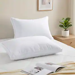 Peace Nest - Cotton Cover Goose Feather Pillows for Side & Back Sleepers Set of 2, King - Gusseted