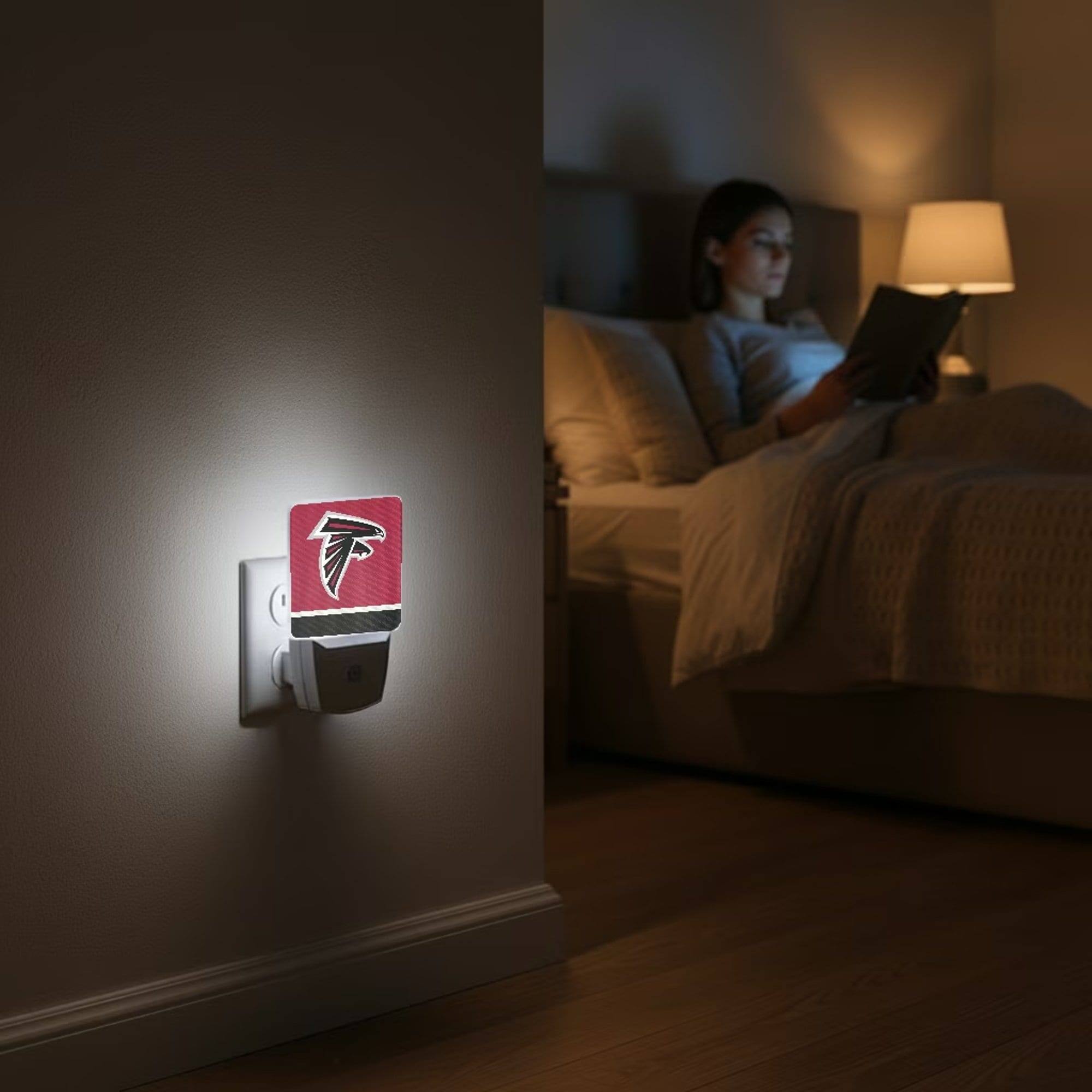 Alt View 3. Keyscaper - Atlanta Falcons Stripe Design Nightlight 2-Pack - Multicolor.