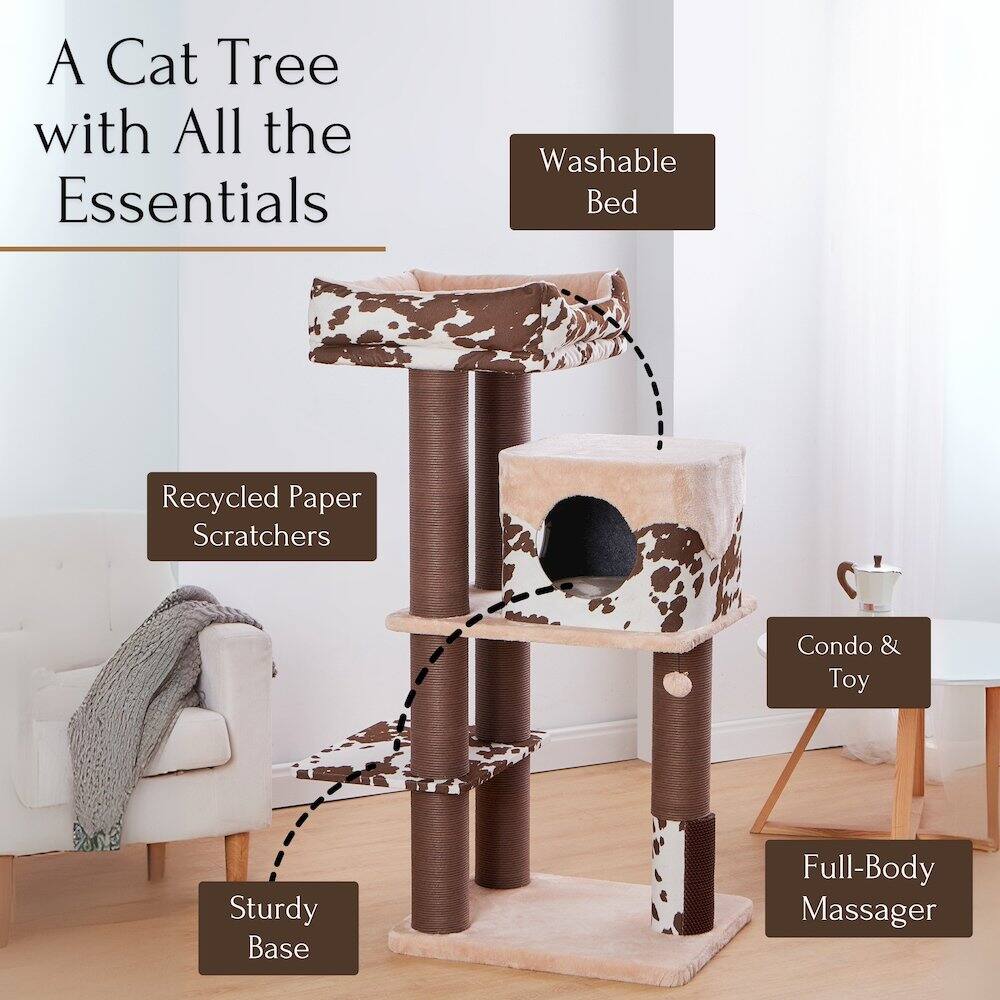 A Cat Tree with All the Essentials

- Washable Bed
- Recycled Paper Scratchers
- Sturdy Base
- Condo & Toy
- Full-Body Massager