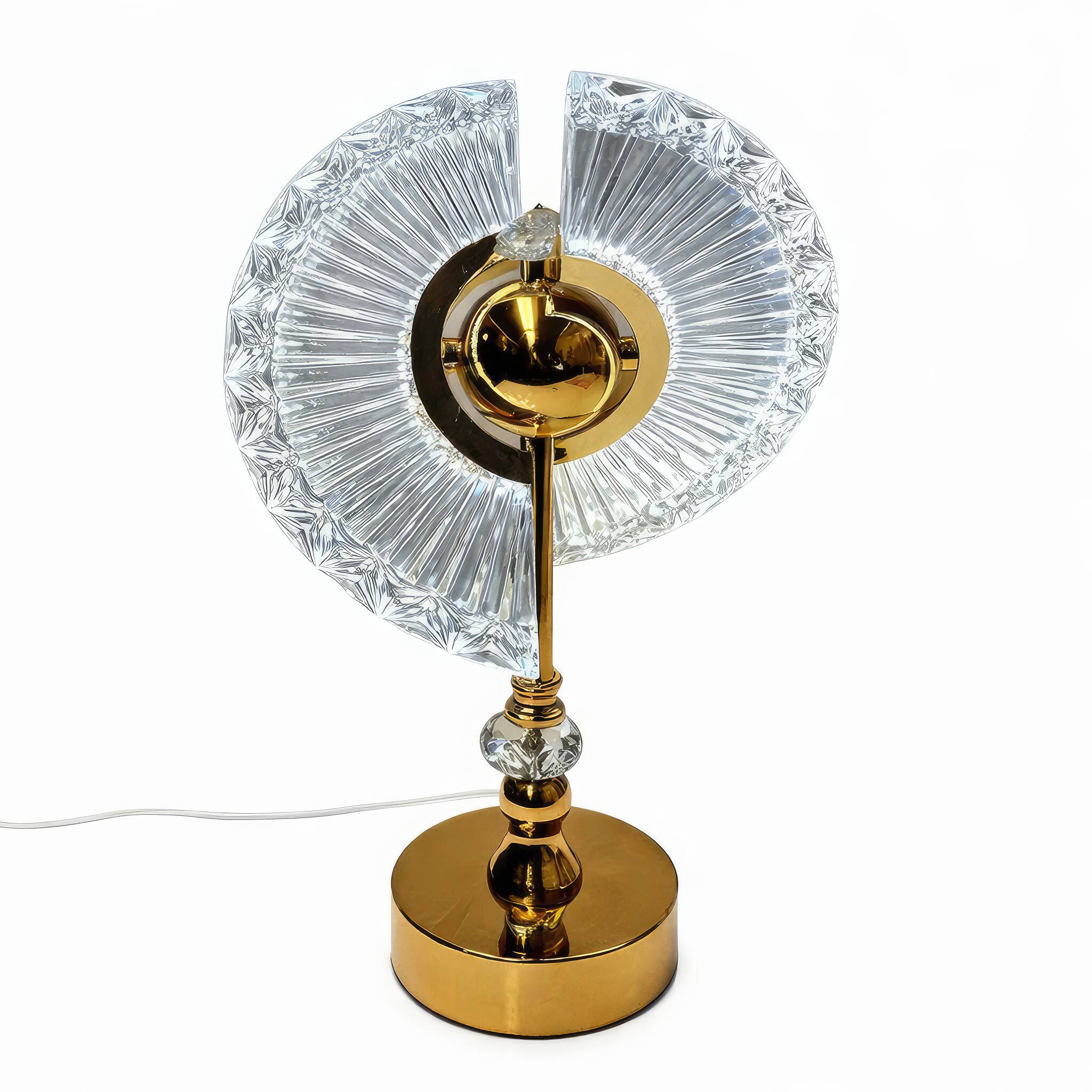 Angle. FC Design - 14"H Modern Crystal Touch Lamp with Golden Base, 3-Color Changing LED Décor Accent.