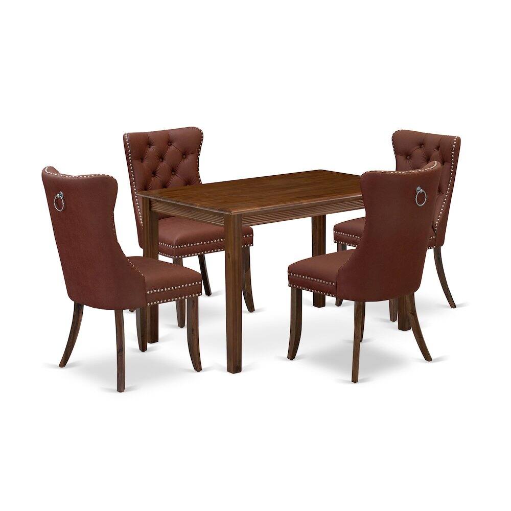 Left. East West Furniture - 5 Piece Dining Room Furniture Set - Antique Walnut.